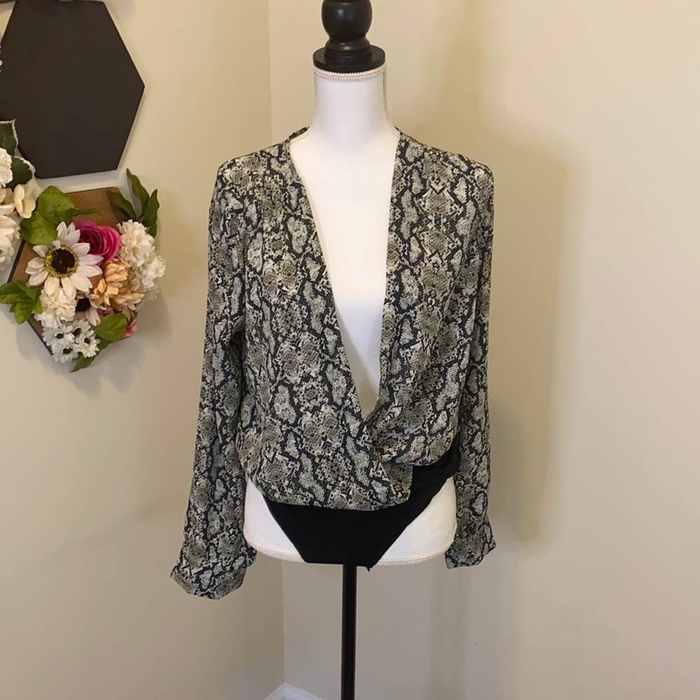 Very Deep V/Low cut Snakeskin body suit